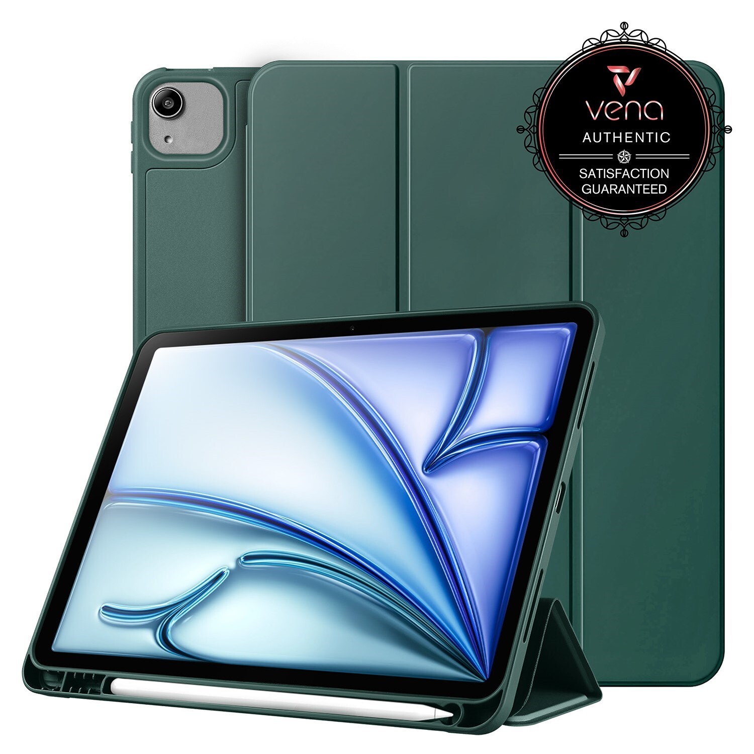 Vena For Apple iPad Air 13 Inch Case with Pencil Holder Trifold Stand Green