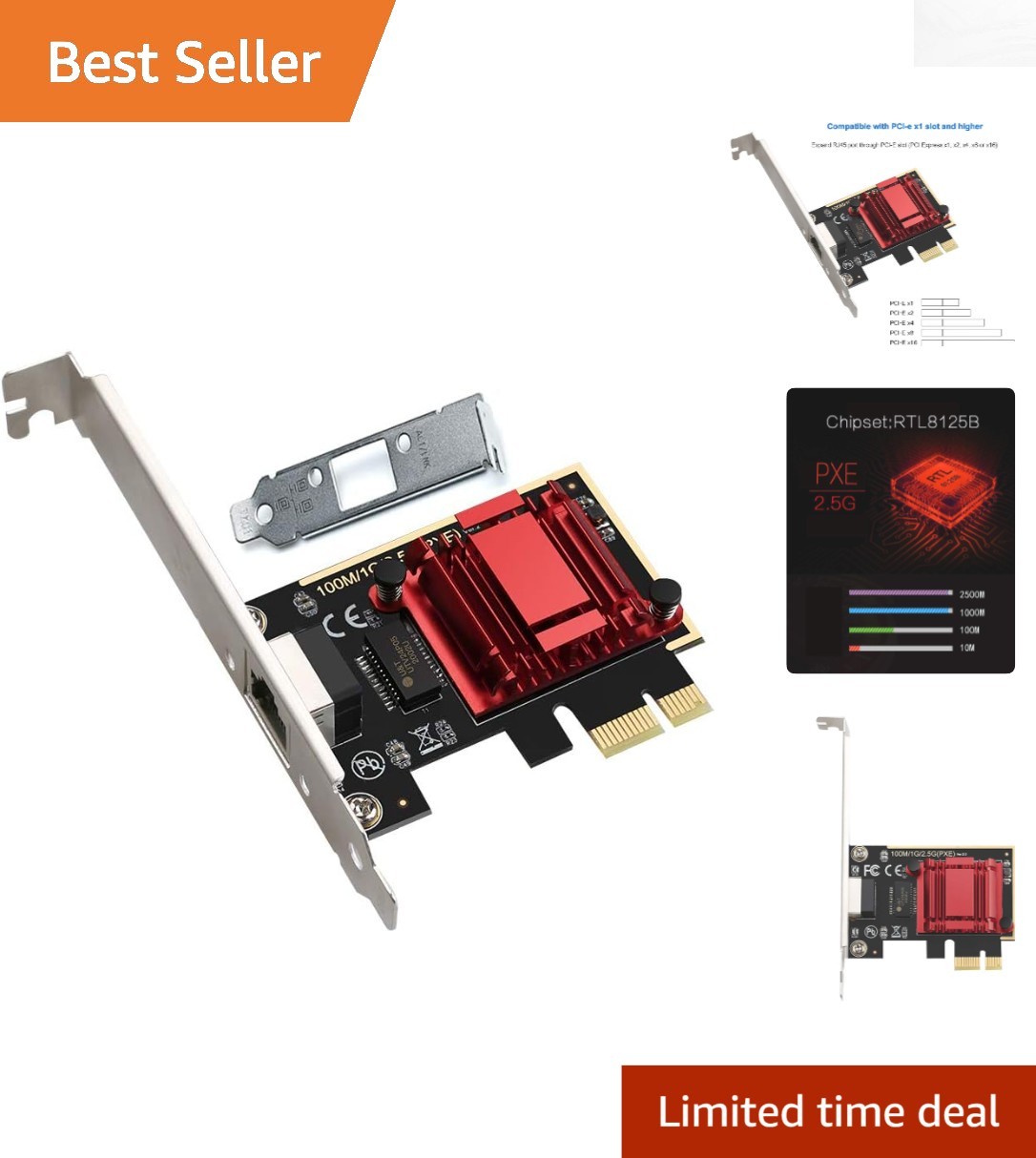 2.5G Ethernet PCIe Network Adapter - High-Speed 2500Mbps for Windows/Linux/MAC