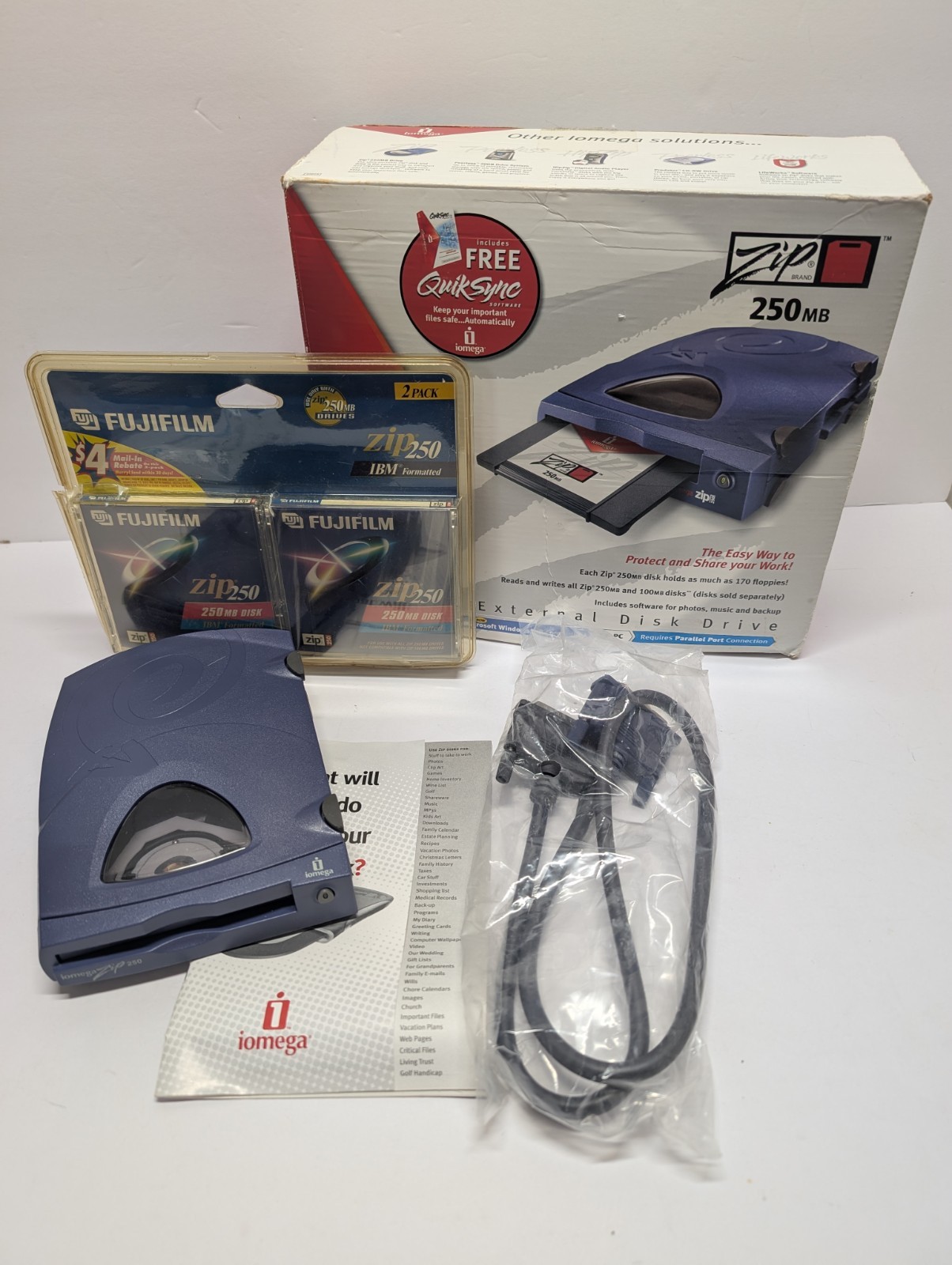 Vintage iomega zip drive 250MB Parallel interface Z250P - Read Desc 