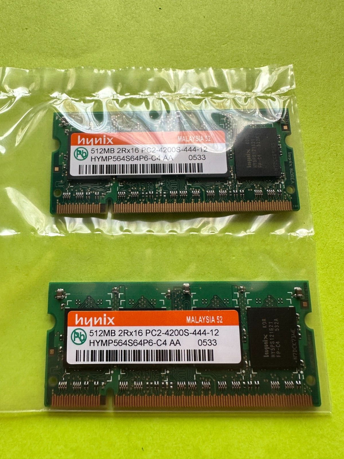 HYNIX HYMP56S64P-C4 AA 0533 512mb Laptop Memory RAM (Lot of 2 ) Used Fast Ship