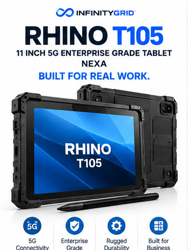 RHINO T105 NEXA 11" 5G Enterprise Tablet 6GB RAM 32GB Android 14 Black