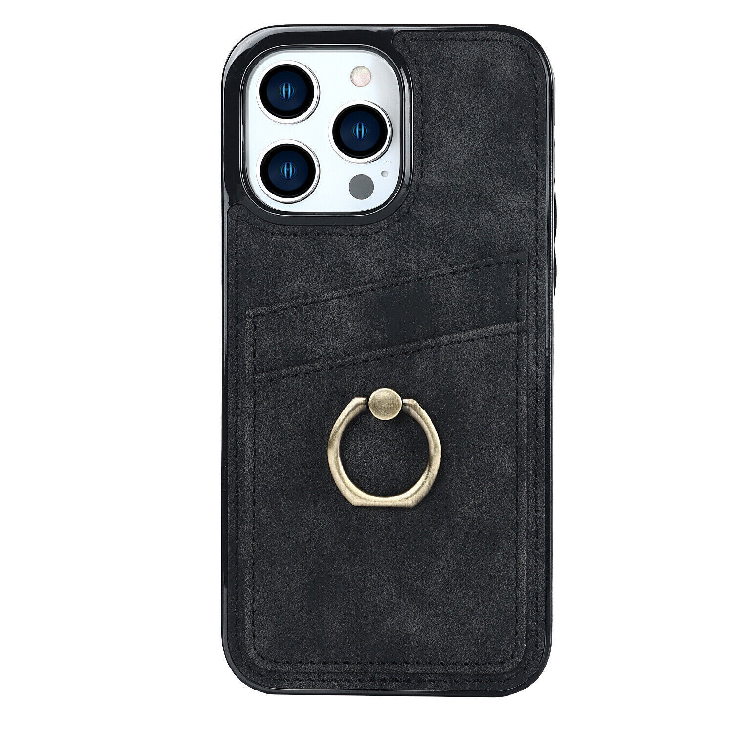 Luxury Leather Ring Holder Stand Card Slot Cover Case for 12 13 14 15 S23 S24