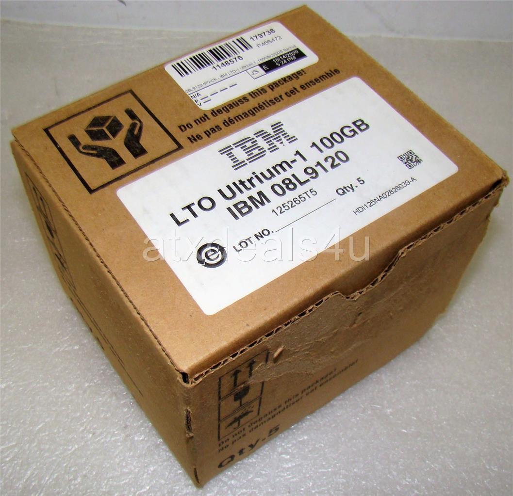 IBM 08L9120 100GB/200GB LTO 1 Ultrium Data Cartridge New Pack of 5