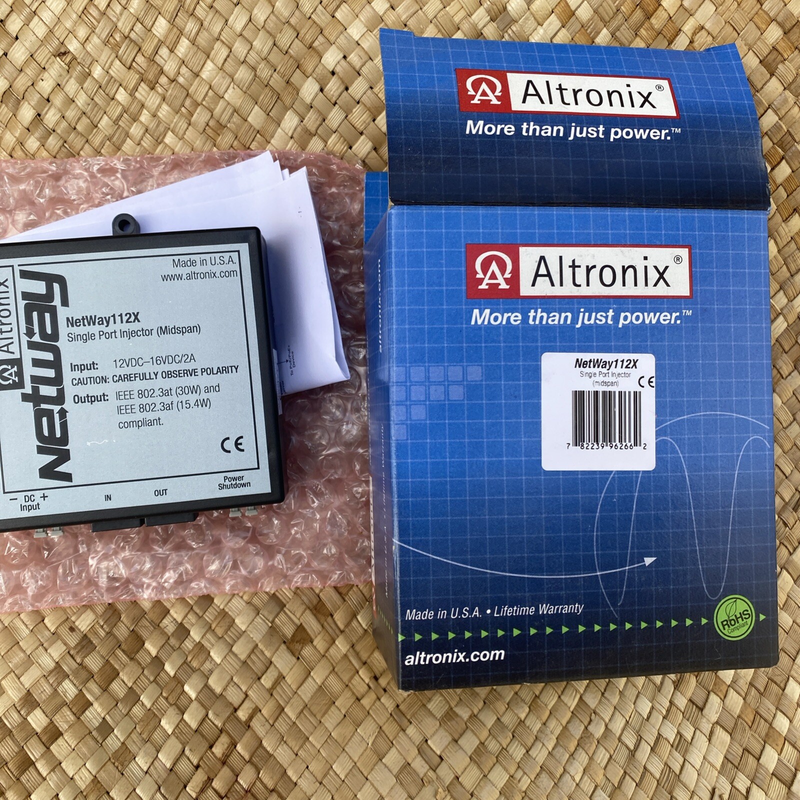 ALTRONIX NETWAY 112 SINGLE PORT INJECTOR MIDSPAN 12V/1.5A 16VDC/1.1A 802.3AF