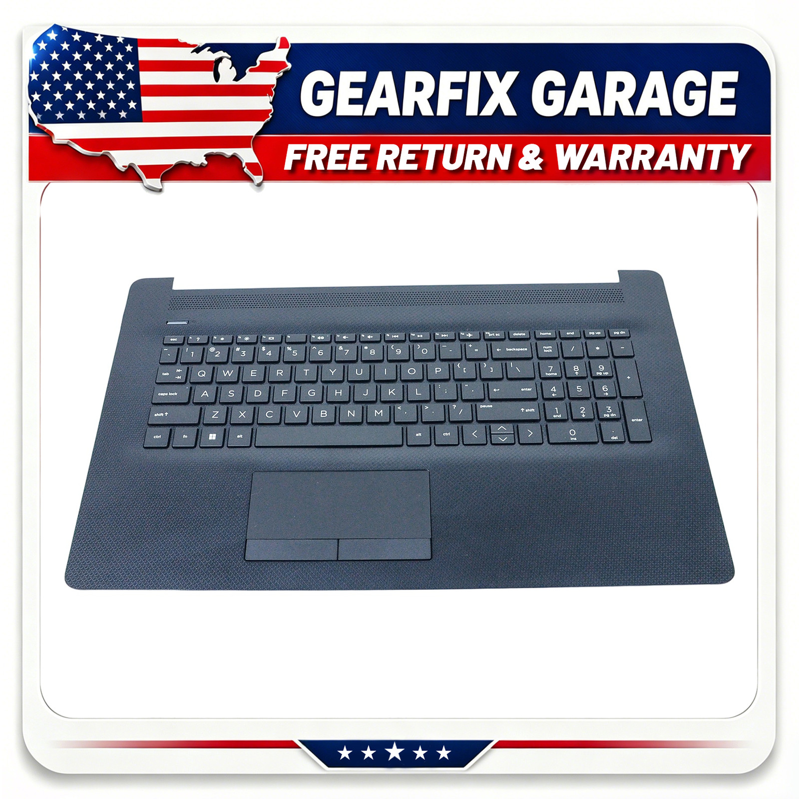 Black Palmrest Keyboard Touchpad Non-Backlit US New for HP 17BY 17-BY 17-CA