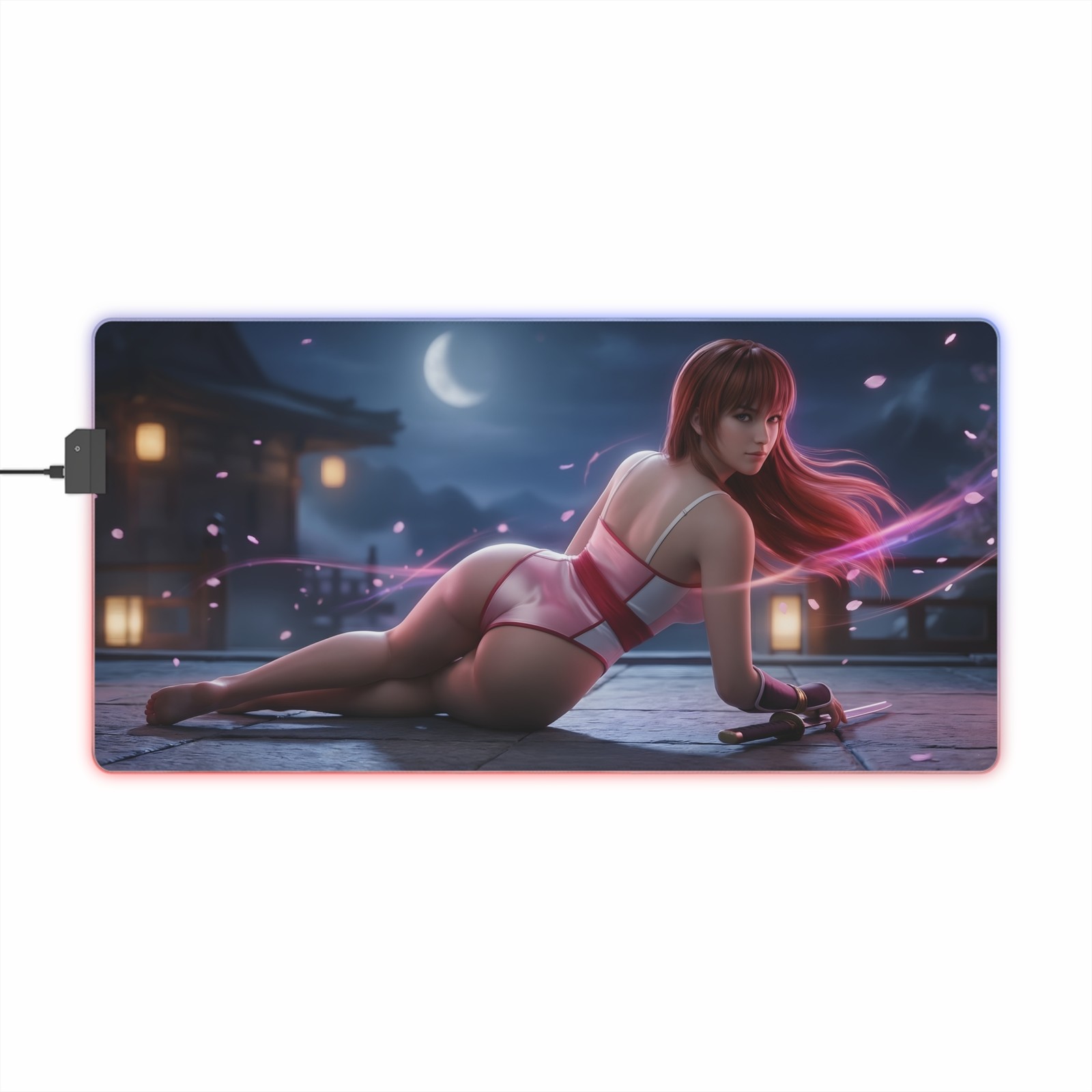 Dead or Alive Mouse Pad, Kasumi LED RGB Desk Mat, Gamer Room Decor