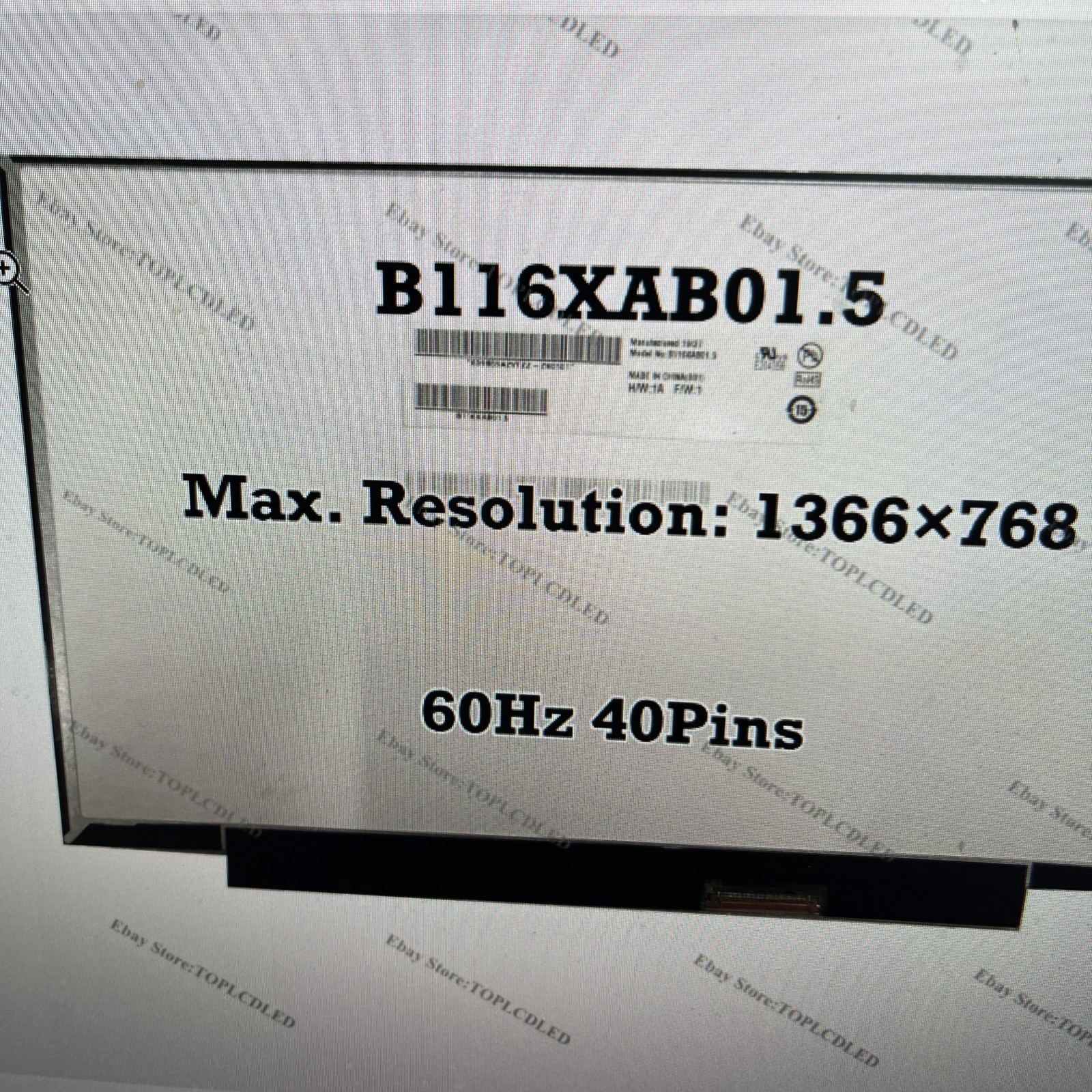 B116XAB01.5 11.6" HD 1366×768 60Hz LCD Screen Replacement Panel Matrix 40 Pins