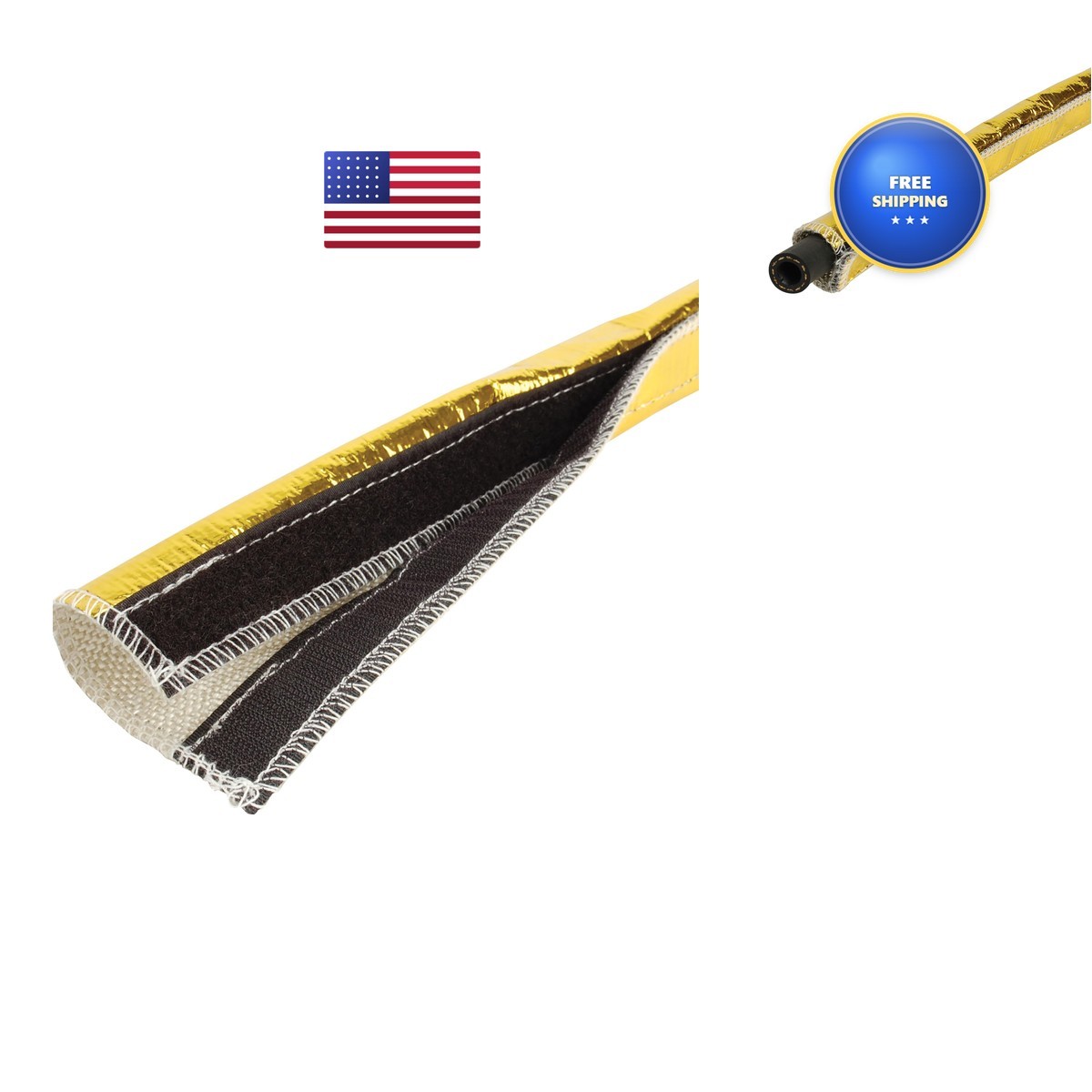 Design Engineering Heat Shroud Gold 1/2-1-1/4in ID x 3ft High-Temp Sleeving