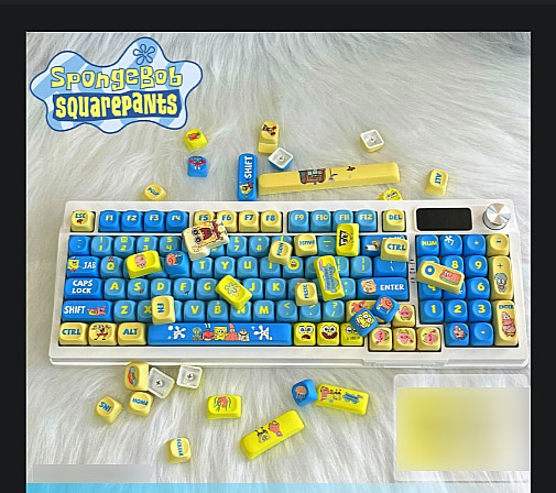 SpongeBob Retro Custom Keycap Set 129 Pack Premium PBT MOA Profile Dye Sub