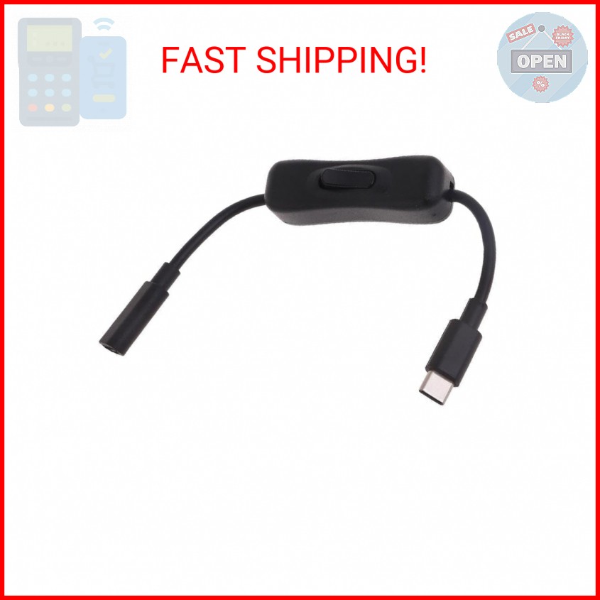 Black Power Switch USB C Male to Female Type C Extension Cable Inline On/Off Swi