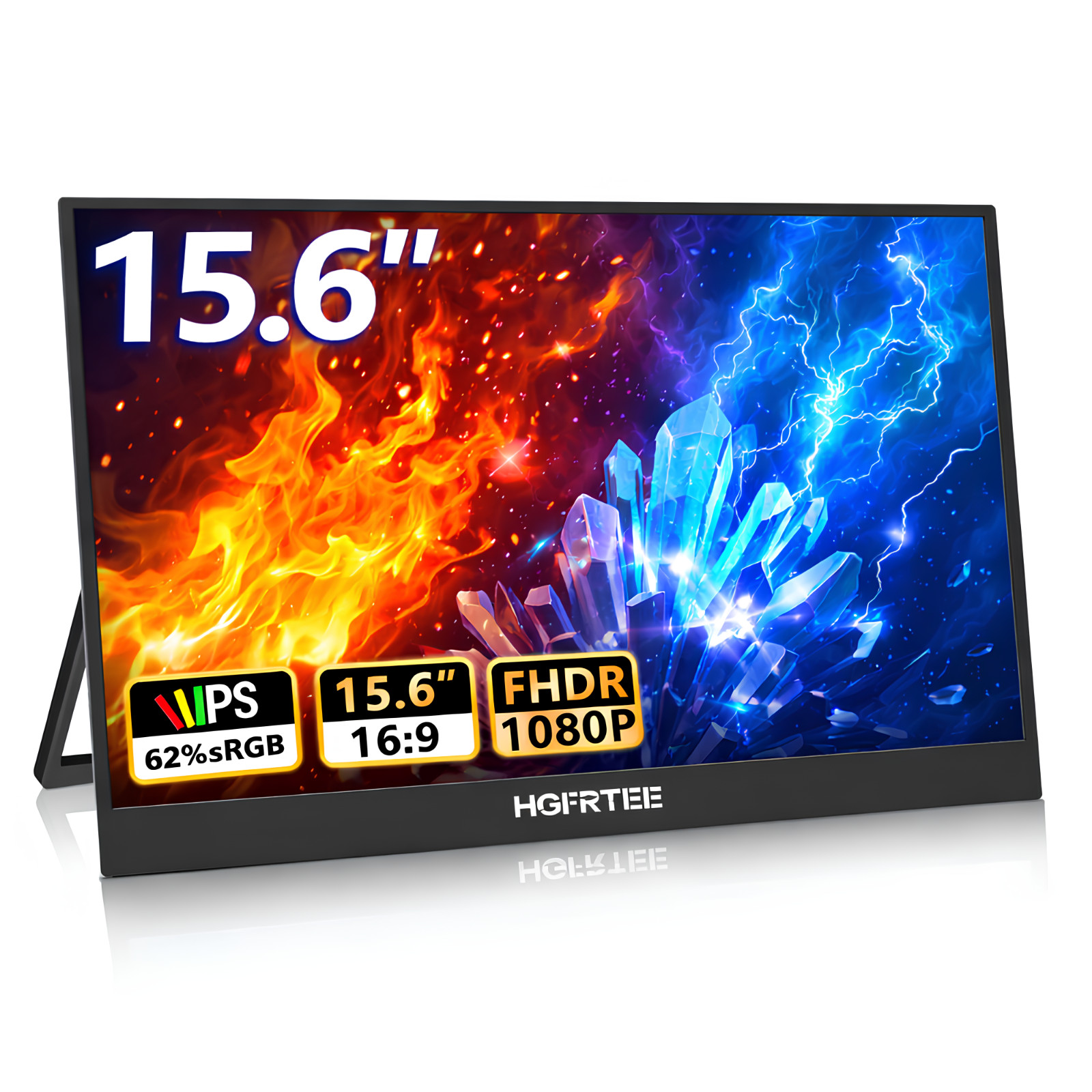 HGFRTEE 15.6" Portable Monitor 1080P FHD IPS Second Screen for Laptop Gaming HDM