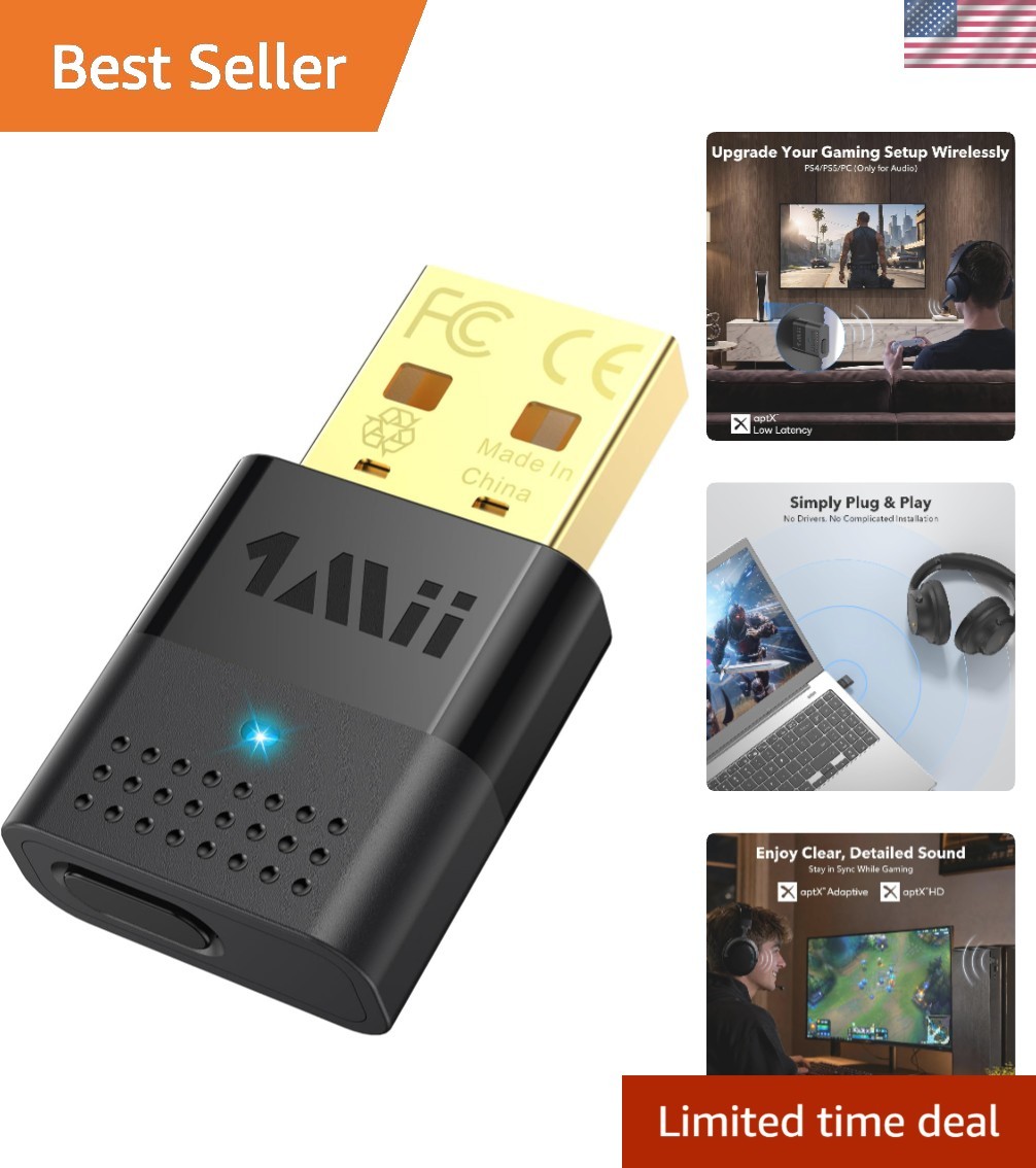B10 Bluetooth 5.3 Adapter for PS5 & PC - Stable Dual Pairing Wireless Connection