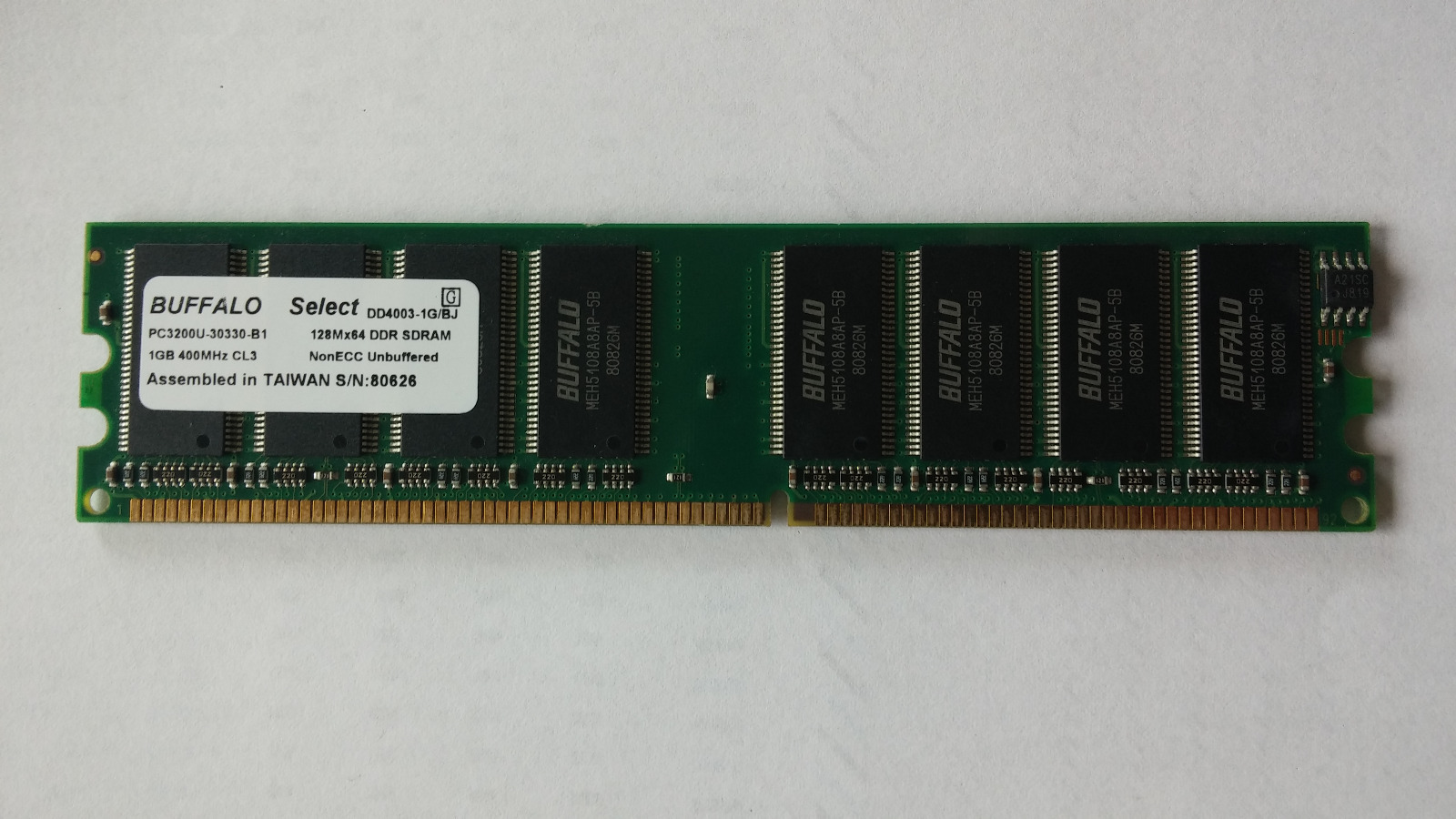 Buffalo Technology DD4003-1G/BJ Select DDR1 DIMM 1GB PC3200 Unbuffered Non ECC 