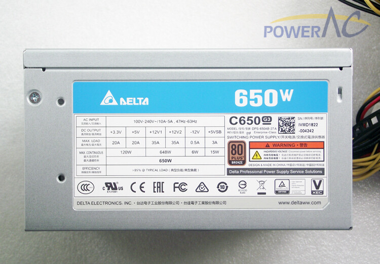 Original PSU Delta 80Plus 650W Switching Power Supply DPS-650AB-27A GPS-650JB F