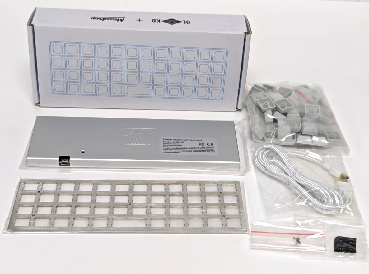 MASSDROP X OLKB-48 PLANCK MECHANICAL KEYBOARD KIT, SILVER CASE, MX COMPATIBLE...