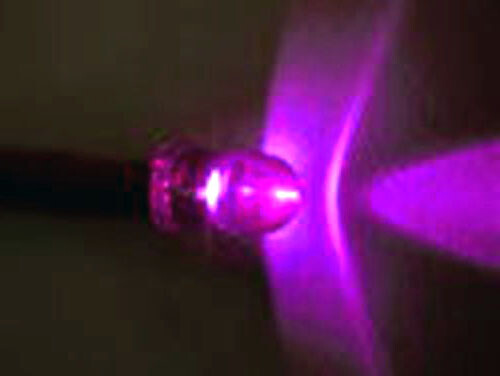 Computer Case Panel 5mm Purple LED Light 12VDC 16" Wires Universal Fit Tailed