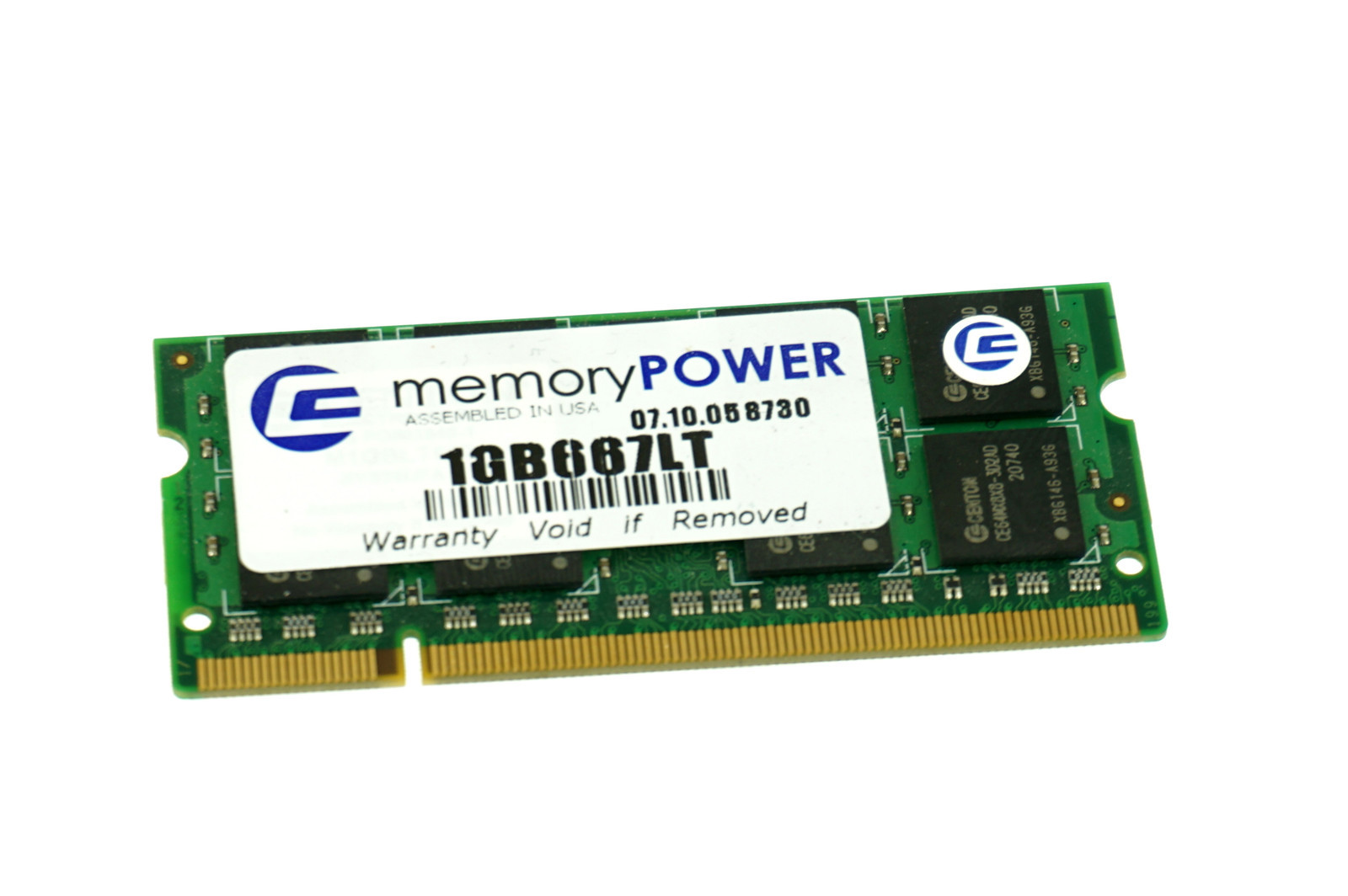 1GB667LT GENUINE CENTON LAPTOP MEMORY 1GB DDR2 PC2-5300 667MHZ SODIMM (CA68)