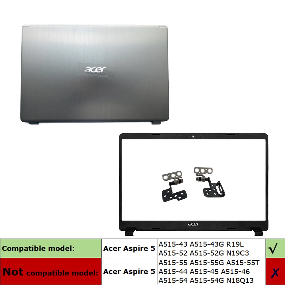 NEW Lcd Back Cover Front Bezel Hinges For Acer Aspire 5 A515-43 R19L 43G Silver