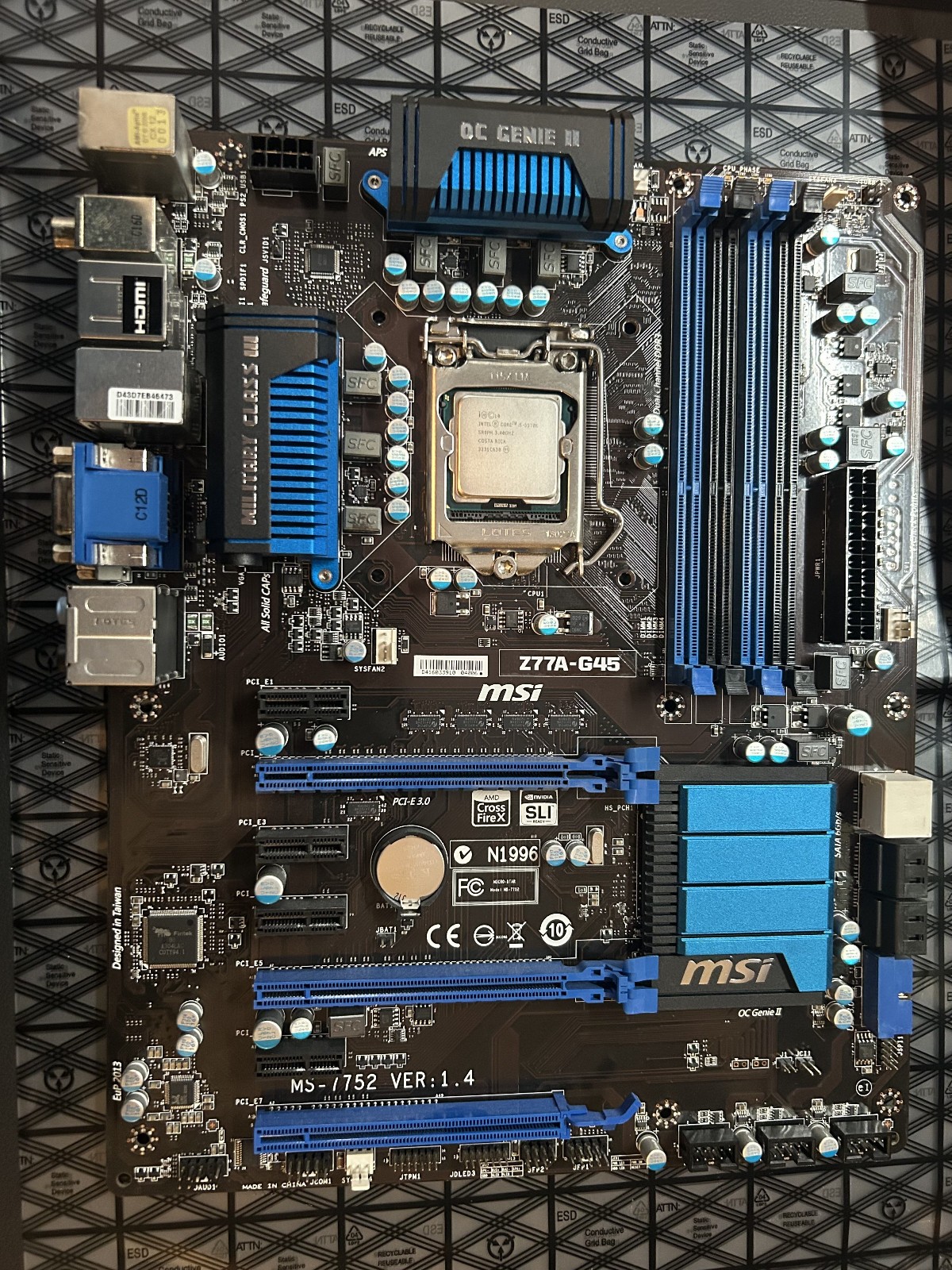 MSI Z77A-G45 Motherboard + Intel i5-3570K CPU I/O Shield LGA 1155 Tested
