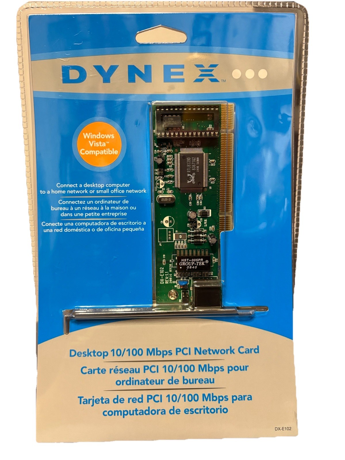 Dynex 10/100 Mbps PCI Network Card DX-E102 Realtek Plug & Play 32 Bit New