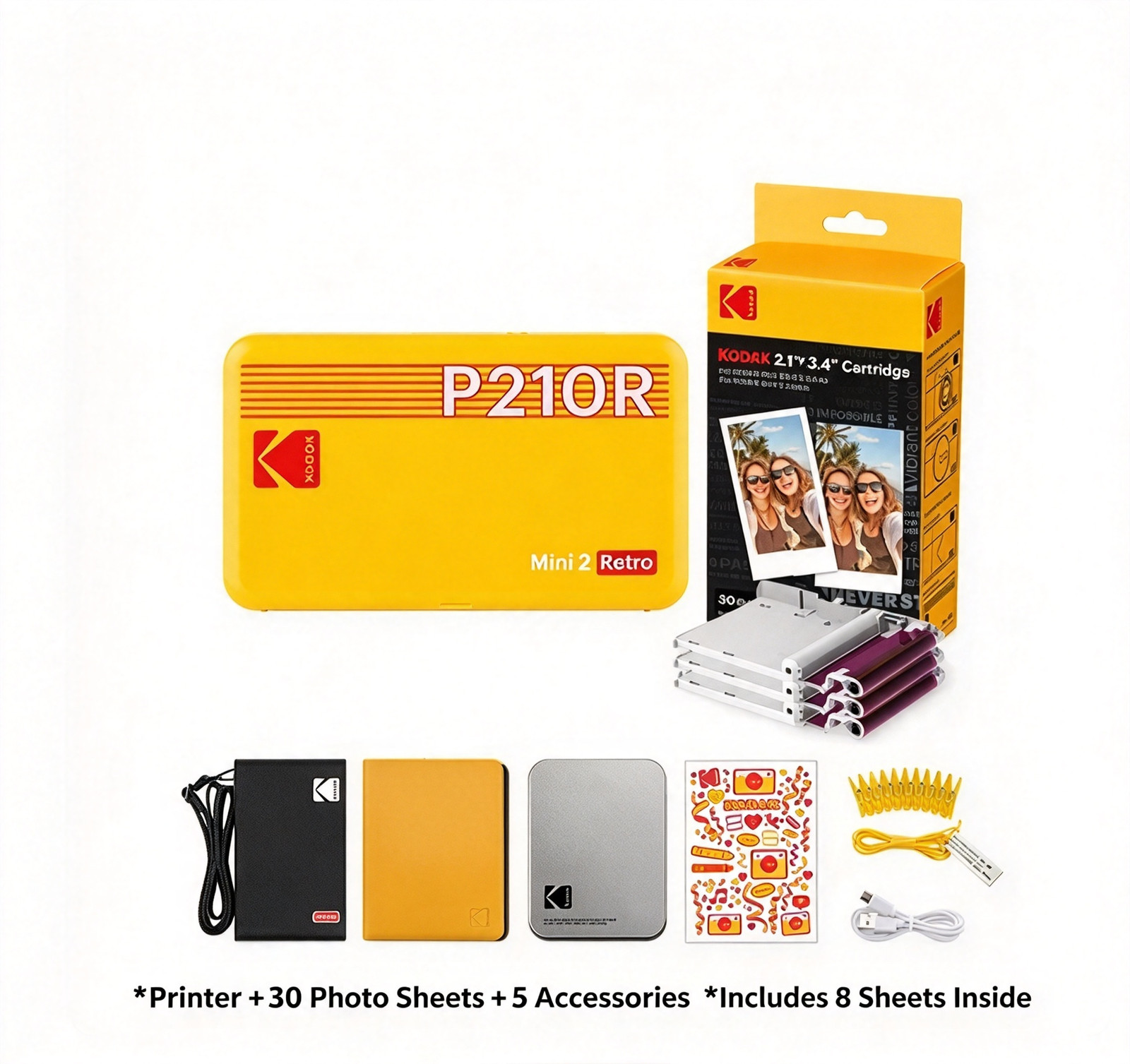 Kodak Mini 2 Retro Premium Pocket Photo Printer Bundle 2 Full Kit