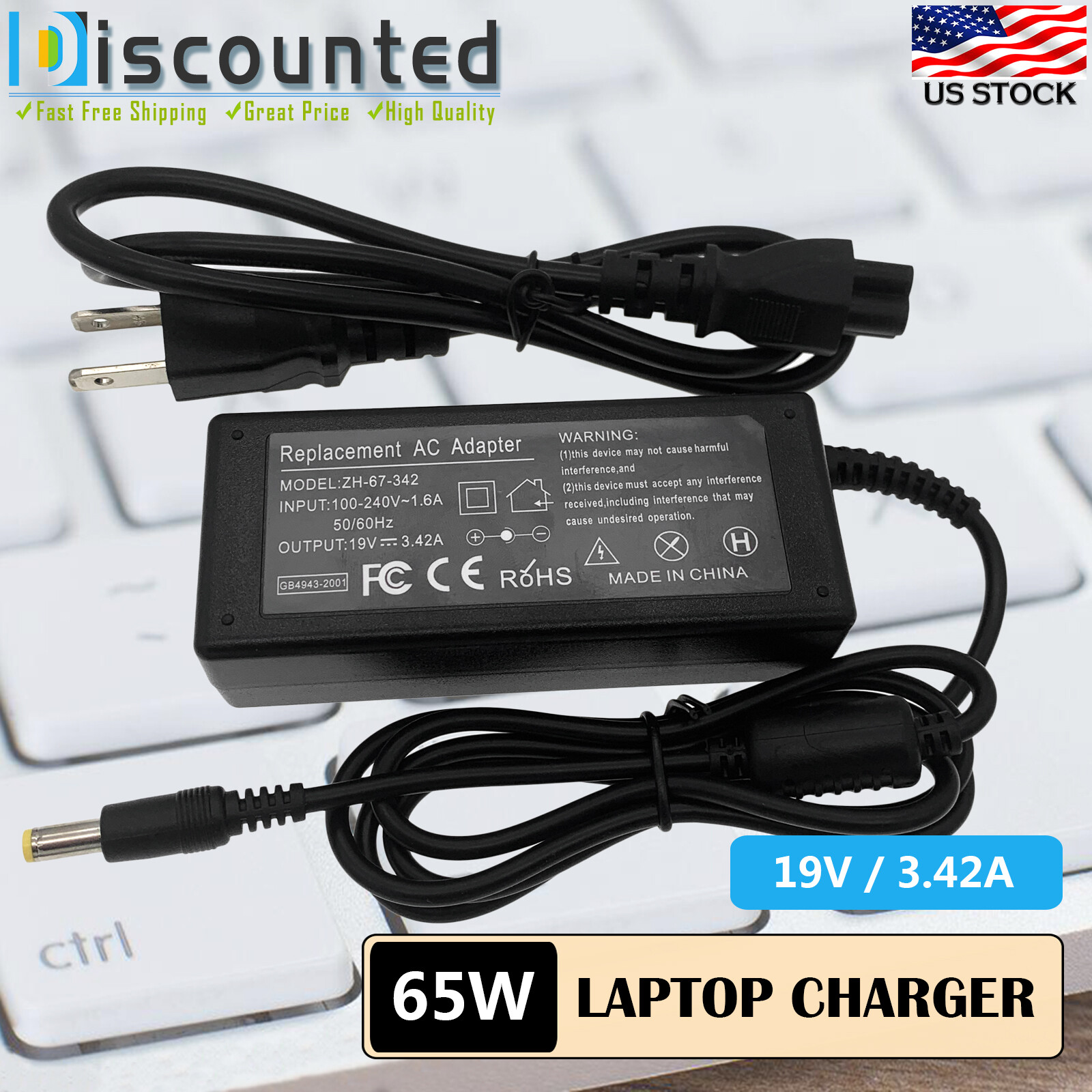 AC Adapter Charger For eMachines D443 E442 D525 D528 E529 E720 E725 E732 E627