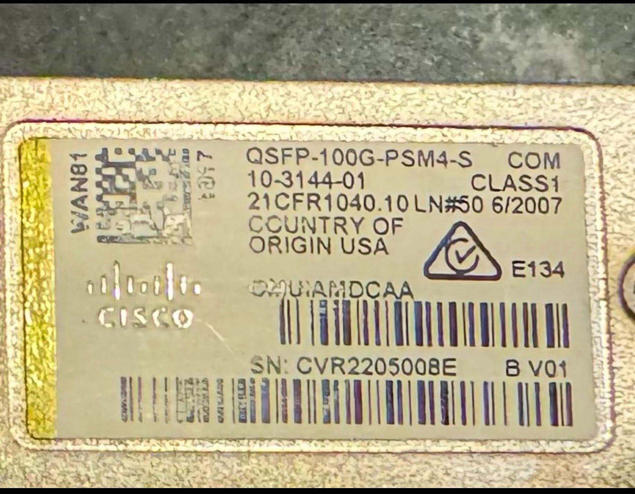 Cisco QSFP-100G-PSM4-S QSFP Optical Transceiver Module MPN 10-3144-01