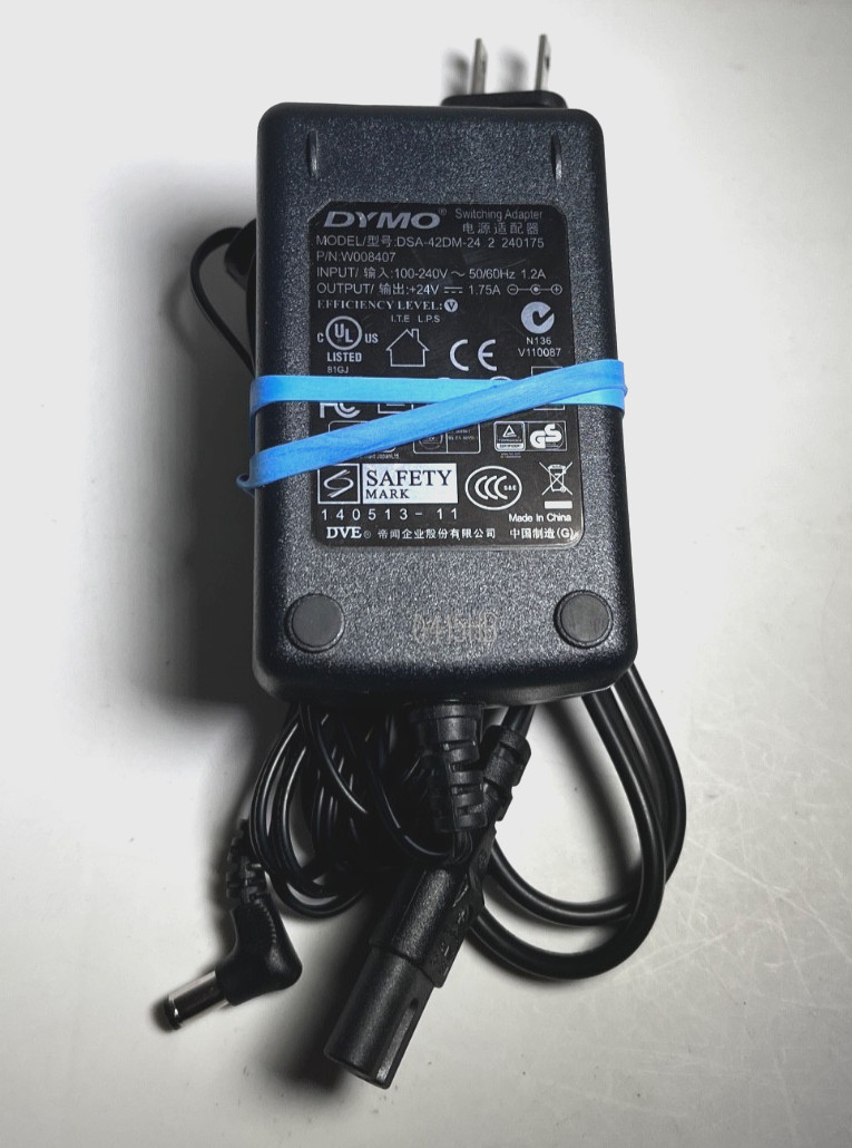 Genuine DYMO LabelWriter Label Printer 400 450 Turbo DSA-42DM-24 Power Adapter