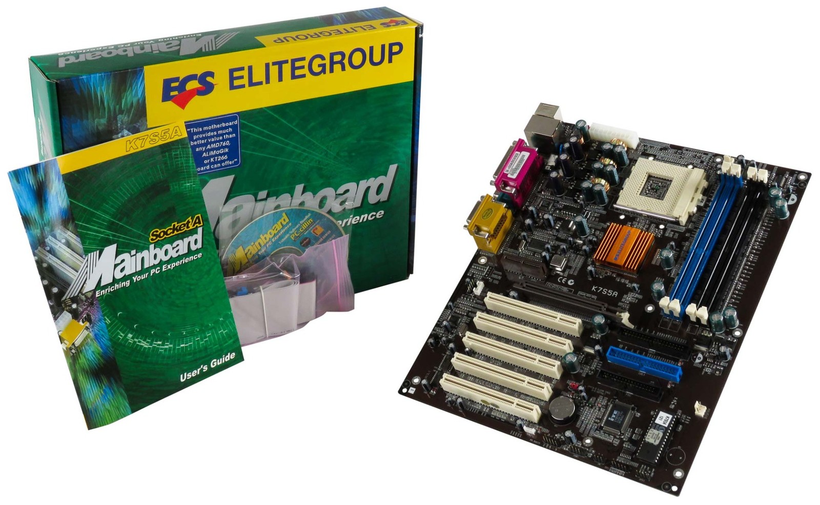 Motherboard Original New Box ECS K7S5A SOCKET 462 DDR + SDRAM PCI AGP ATX SiS735
