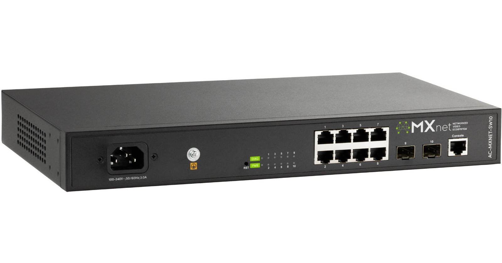 AVPro Edge AC-MXNET-SW10 10-Port PoE+ AVoIP Switch w/ Rackmount Kit