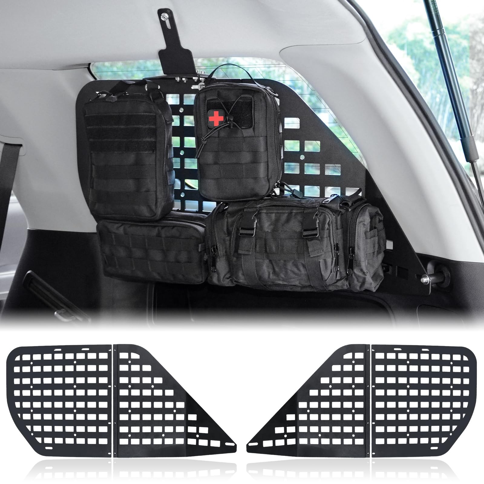MAIKER Rear Window Molle Panel Modular Storage Panel System with 4 Storage Ba...