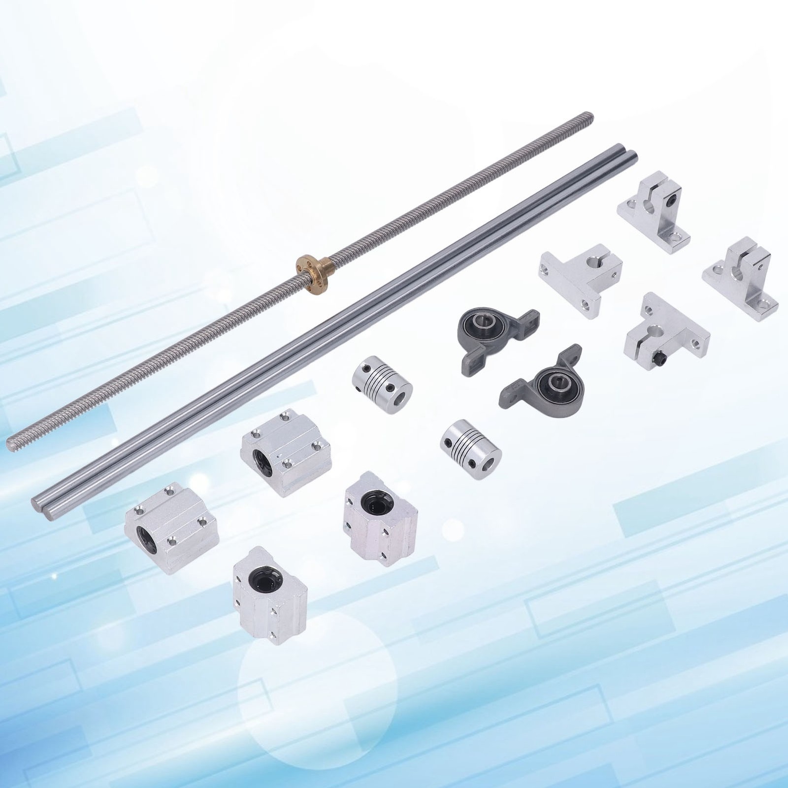 T8 Lead Screw Kit 350mm Horizontal Optical Axes 8mm Double Rail Shaft Support