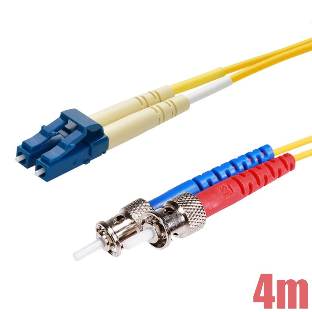 4M LC to ST UL Single Mode 9/125 Duplex Fiber Optic Optical Cable OFNR Yellow