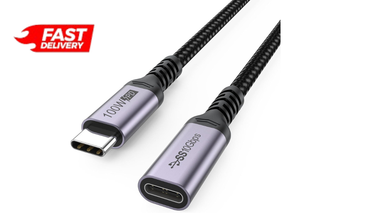 USB-C Extension Cable 6.6ft 100W Fast Charge 10Gbps Data4K Video Type C Extender