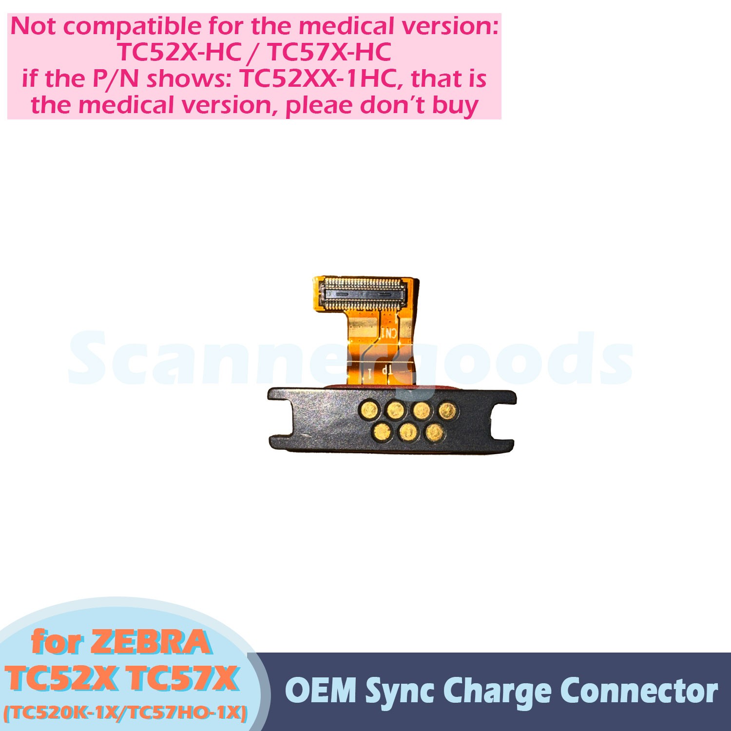 OEM Zebra TC52X TC57X Sync Charge Connector with Flex cable TC520K-1XF