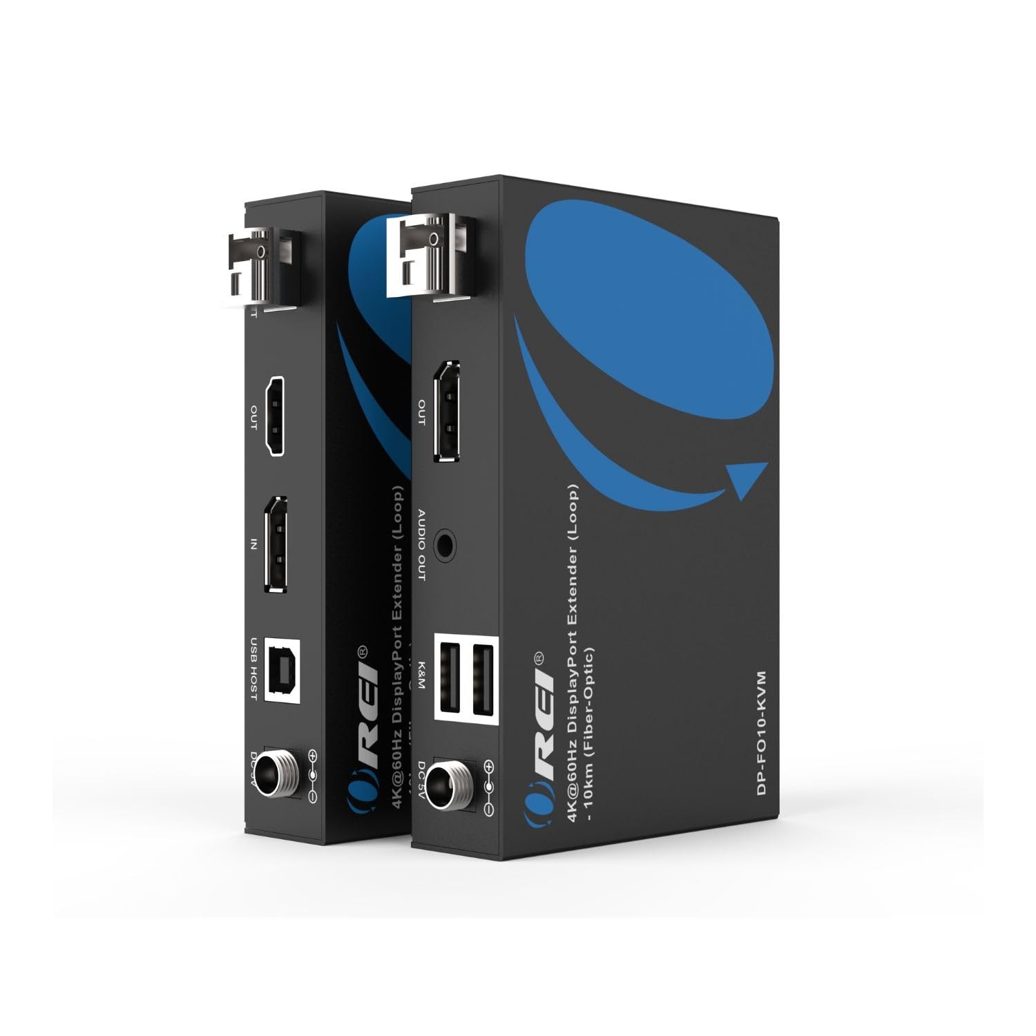 OREI 4K DisplayPort KVM Extender Over Fiber Optic Balun 10,000 meters, Black