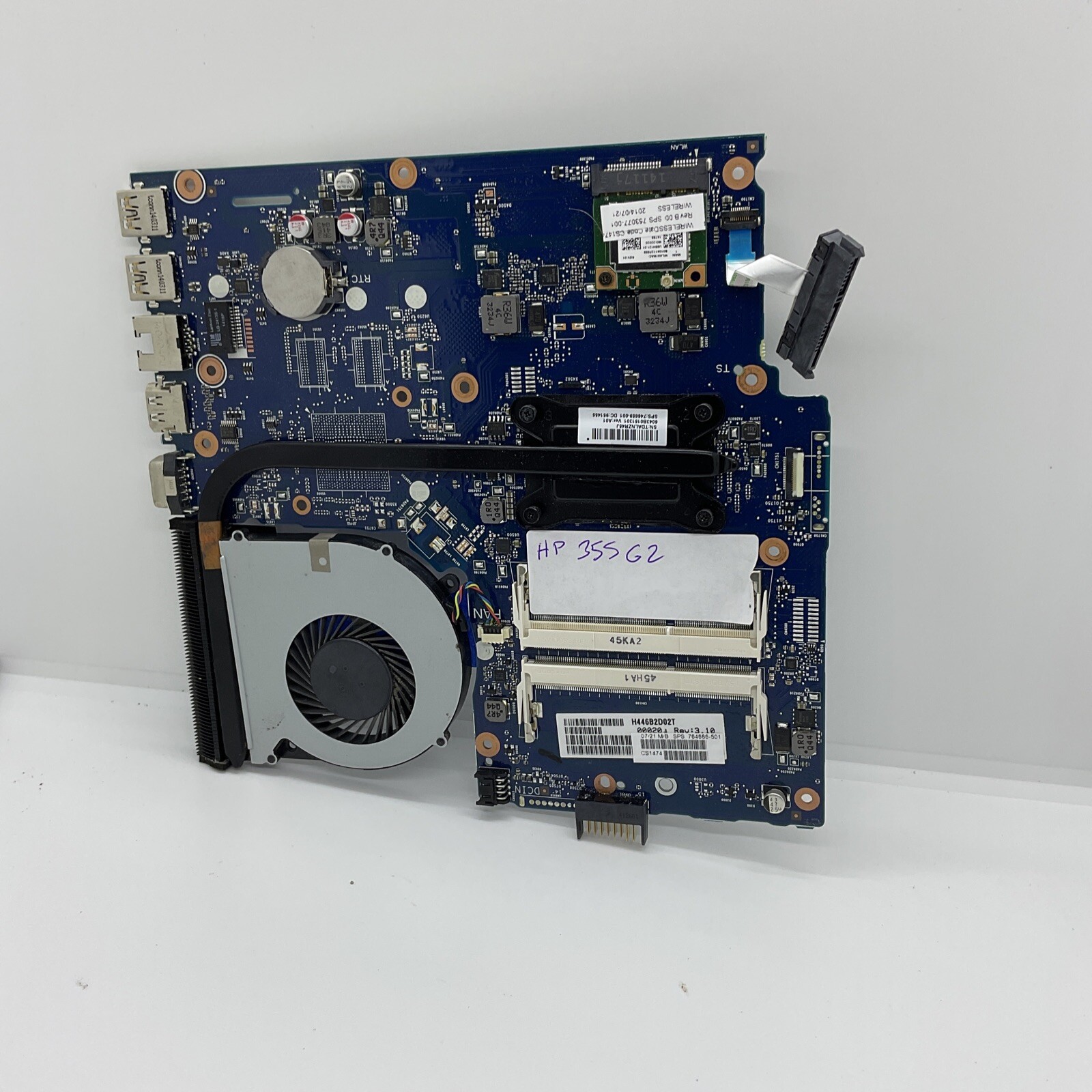 HP 355 G2  MotherBoard w/ AMD A6-6310 1.8GHz CPU 764685-001 With Fan USED