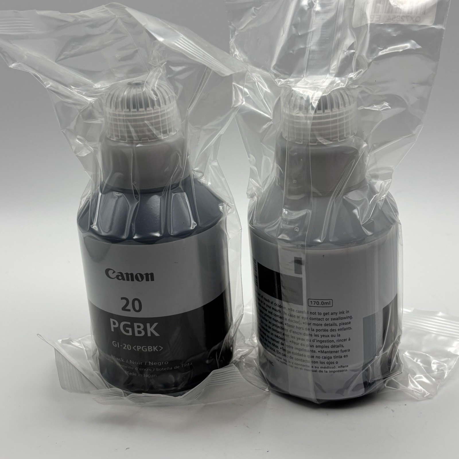 SET of 2 - Canon GI-20 PGBK Ink Bottle For PIXMA G6020 & G5020 MegaTank Printers