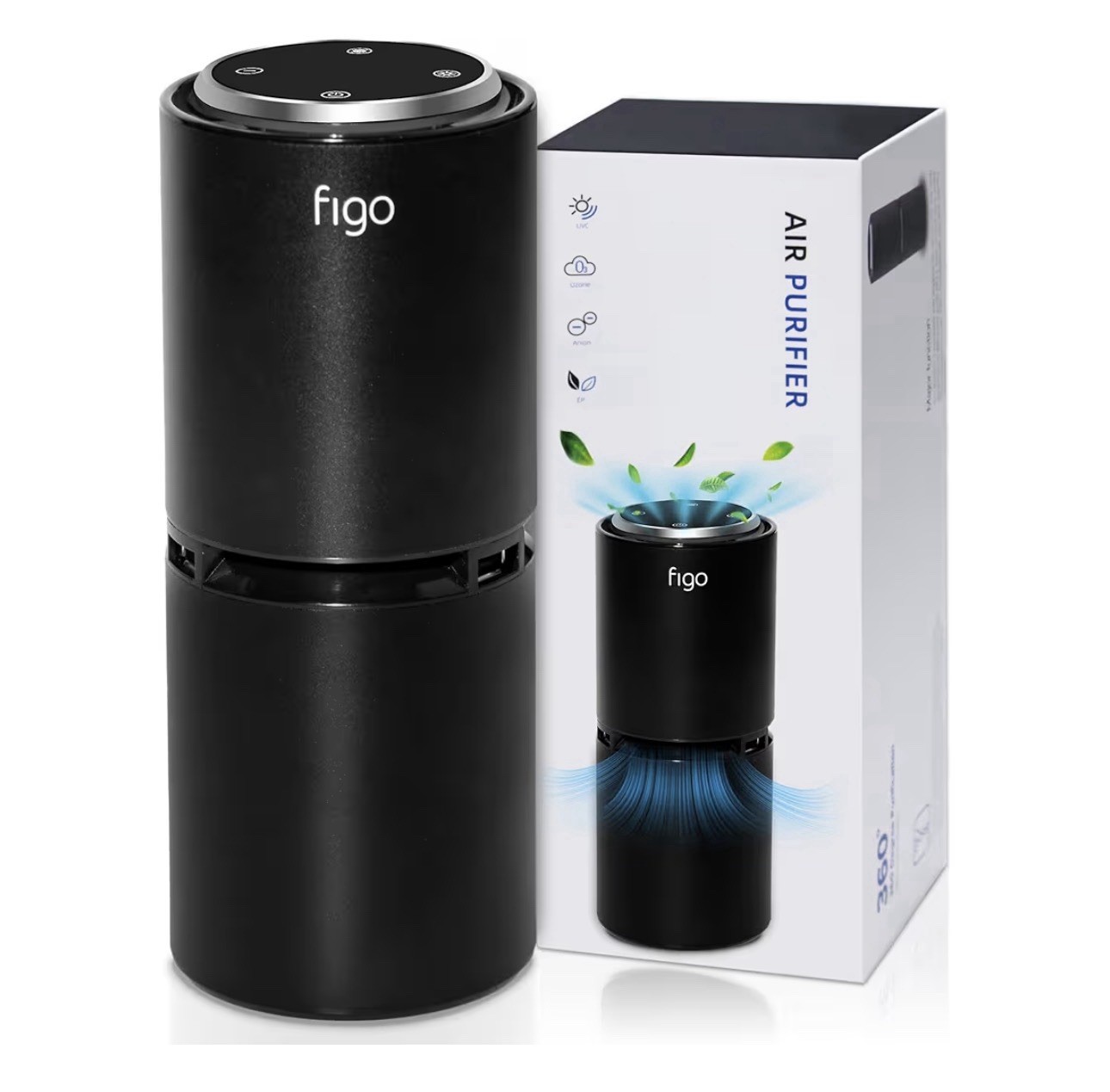 Figo 8th Gen Ionic Air Purifier, Filter-Free Compact Air Cleaner for Home & C...