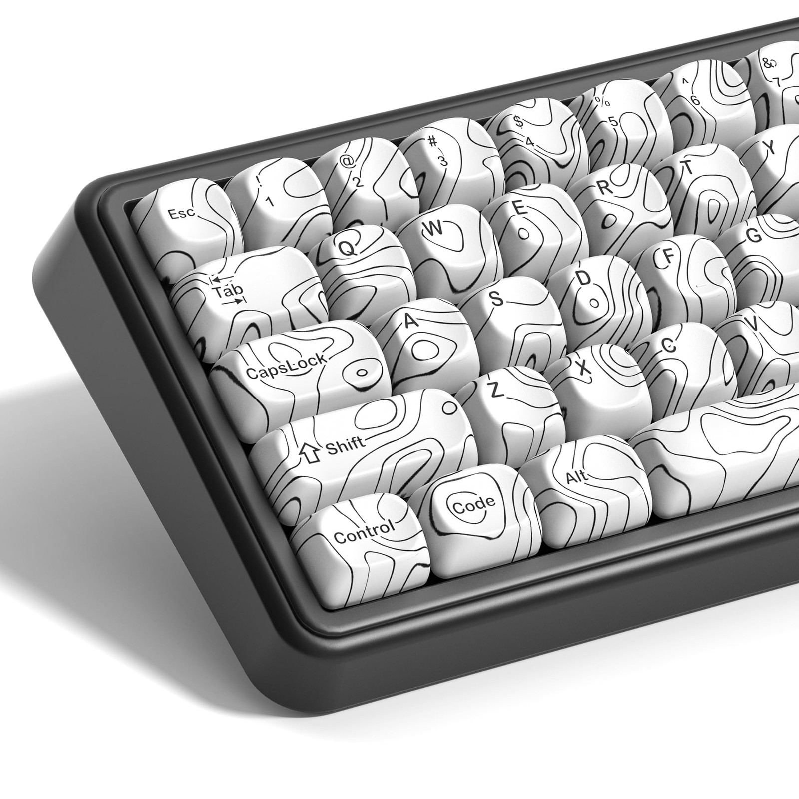 129 PCS White Topographic MOA PBT Keycap Set Fits 60/65/75/100% TKL Keyboard