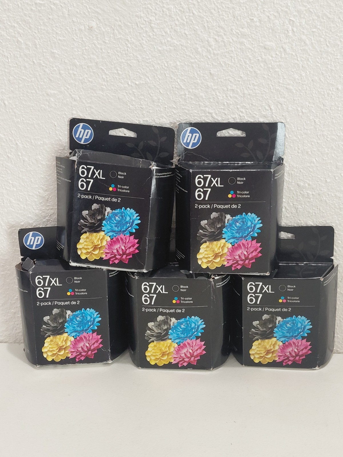 5 Genuine HP 67XL Black High-Yield/67 Tri-Color Ink Combo Sealed New exp. 2028