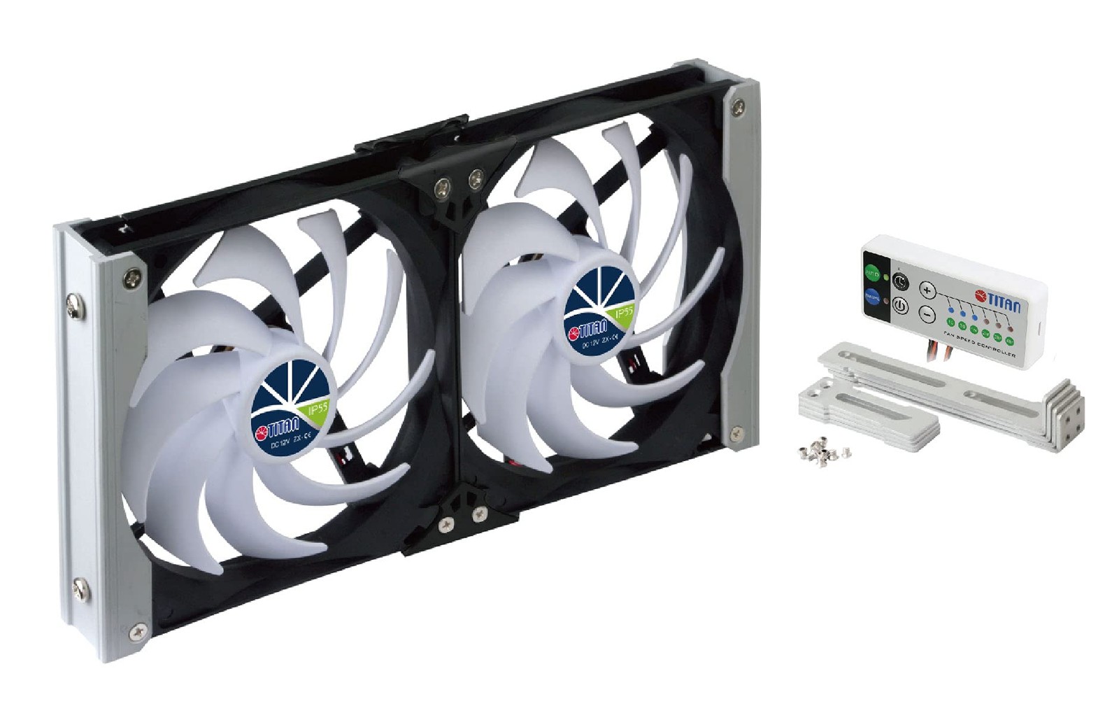 Titan- 12V DC IP55 Waterproof Double Rack Mount Ventilation Cooling Fan 120mm