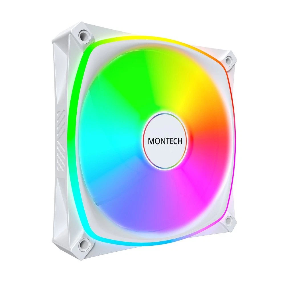 MONTECH RX120 PRO ARGB PWM 120MM FAN 3-PACK, HIGH-END, REVERSE BLADE, -  WHITE