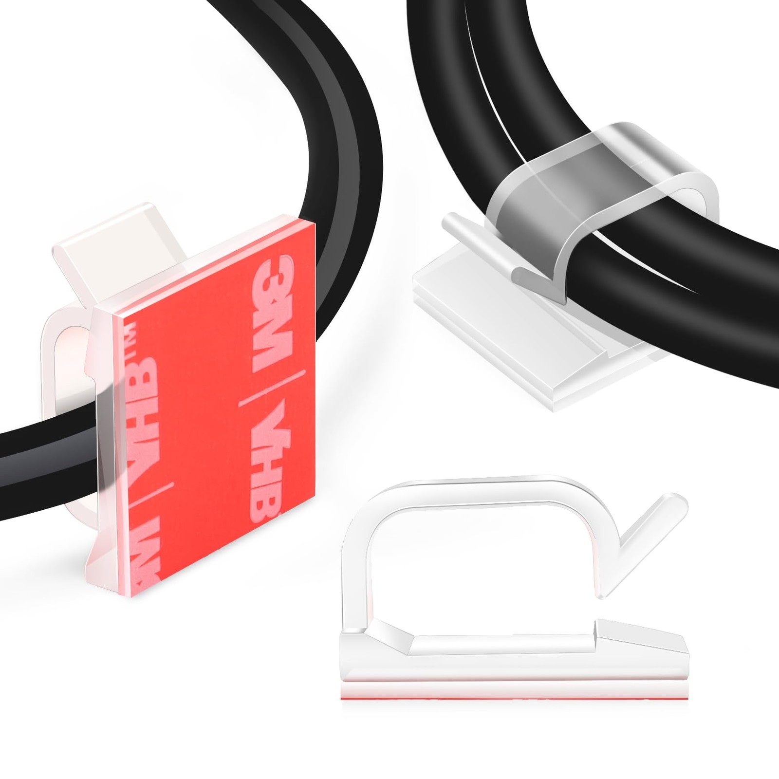 XHF 120PCS 3/4" Clear Adhesive Cable Wire Wall Light Clips Cord Holder