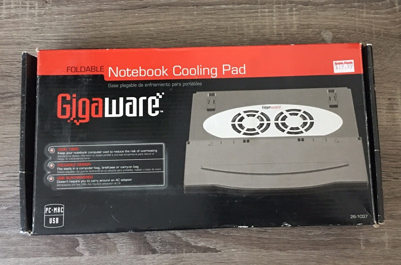 Gigaware Foldable Notebook Cooling Pad with Dual Fans Laptop USB Powered-black