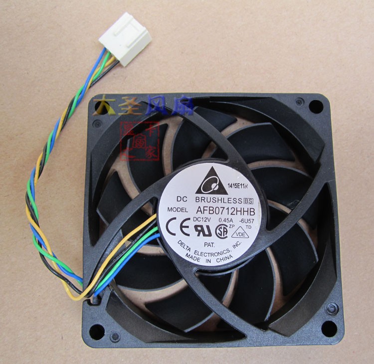 For Delta 7cm 4 Pin AMD CPU Fan Original AFB0712HHB 0.45A Ball Bearing DC12V