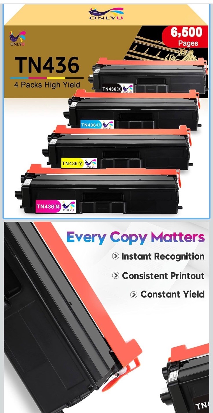 ONLYU Compatible Toner Cartridge Replacement for Brother TN436 Set Of 4