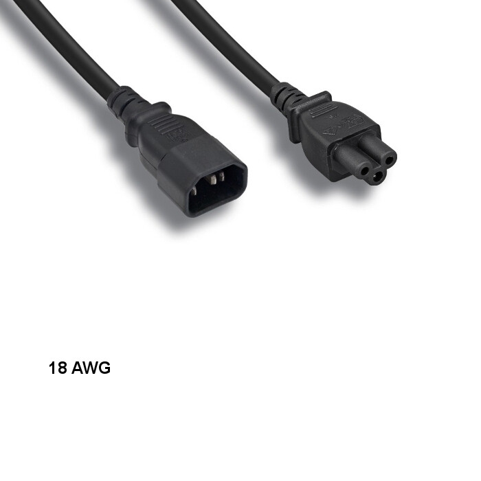 10PCS 6ft 18 AWG 3 Prong Power Cable IEC-60320 C14 to C5 10A/300V SJT Black