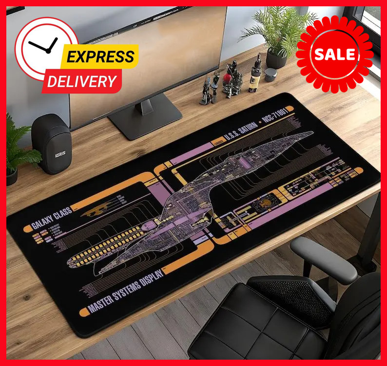 Star Trek Saturn Mouse Pad, Galaxy Class LCARS Gaming Desk Mat NH083PC