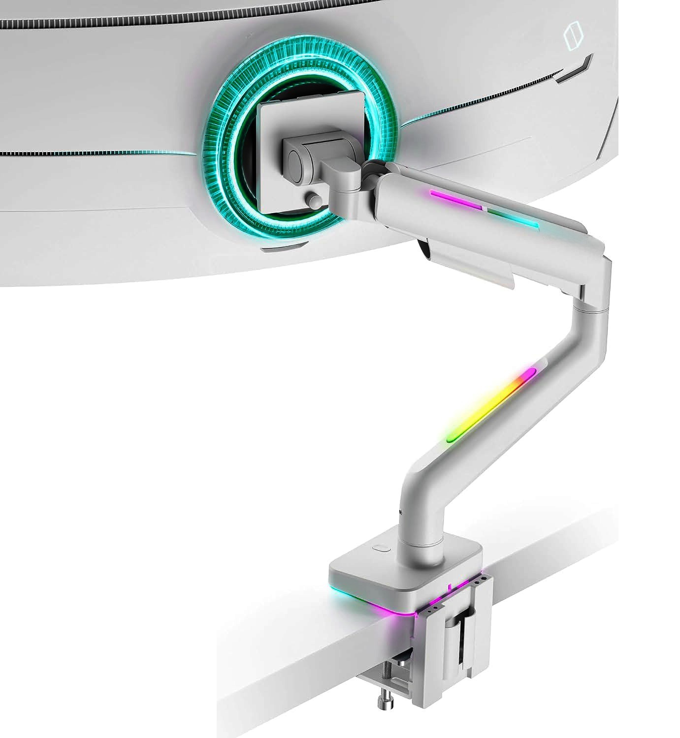 Monitor Single Arm - Gas Spring 17" to 49" - 44lb Capacity - White - RGB